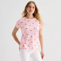 St. John's Bay Womens Crew Neck Short Sleeve T-Shirt