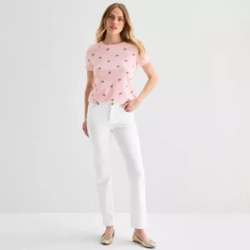 St. John's Bay Womens Crew Neck Short Sleeve T-Shirt