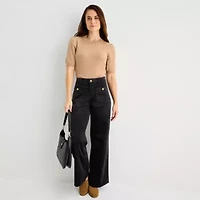 Liz Claiborne Womens Wide Leg Mid Rise Pull-On Pant