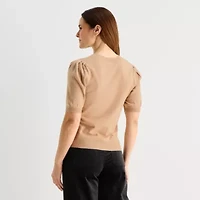 Liz Claiborne Womens Crew Neck Short Sleeve Pullover Sweater