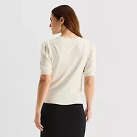 Liz Claiborne Womens Crew Neck Short Sleeve Pullover Sweater