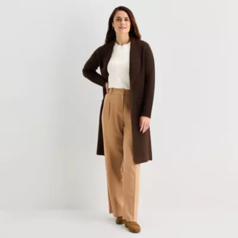 Liz Claiborne Womens Long Sleeve Open Front Cardigan