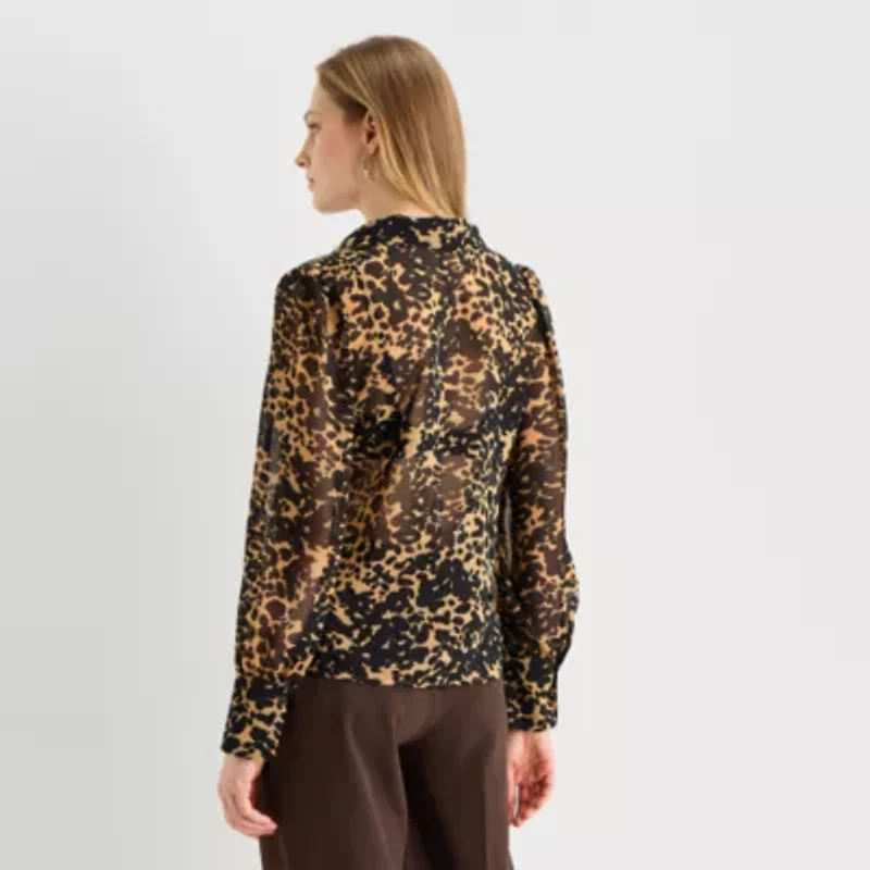 Worthington Womens Long Sleeve Blouse