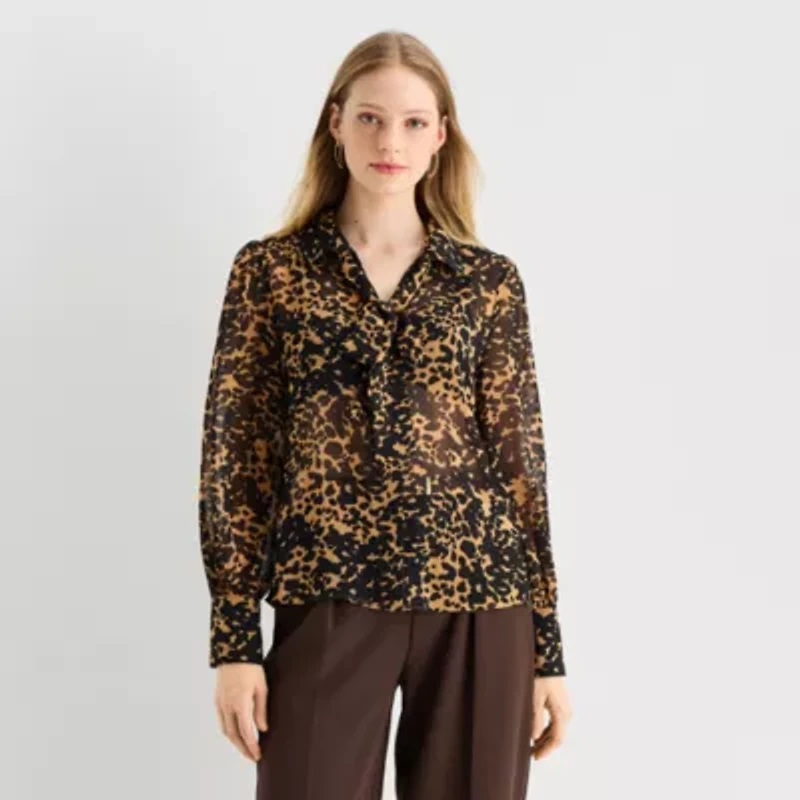 Worthington Womens Long Sleeve Blouse