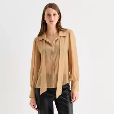 Worthington Womens Long Sleeve Blouse