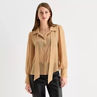 Worthington Womens Long Sleeve Blouse