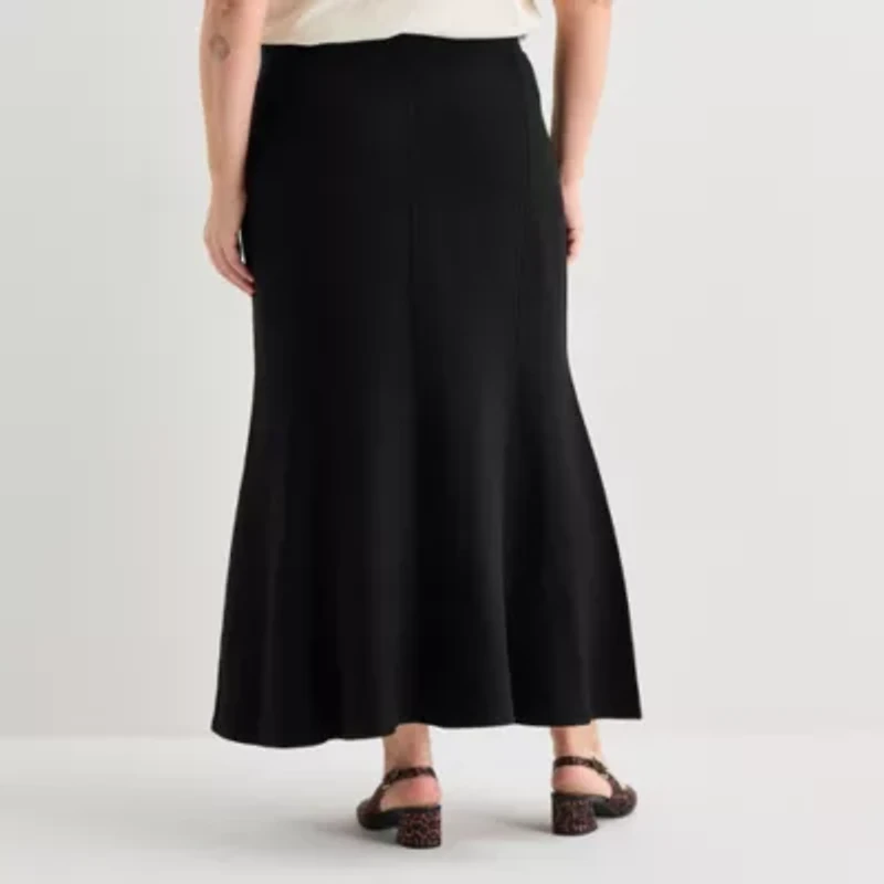 Liz Claiborne Womens Plus Long Flared Skirt