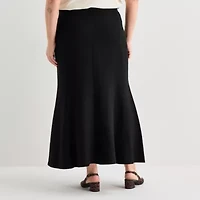Liz Claiborne Womens Plus Long Flared Skirt