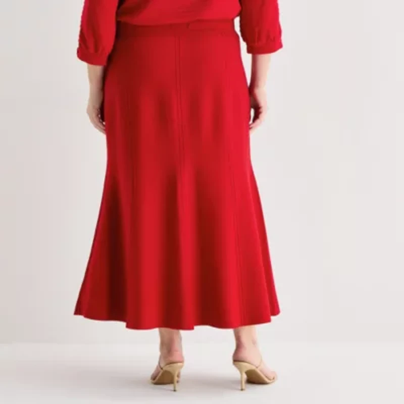 Liz Claiborne Womens Plus Long Flared Skirt