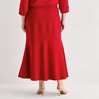 Liz Claiborne Womens Plus Long Flared Skirt