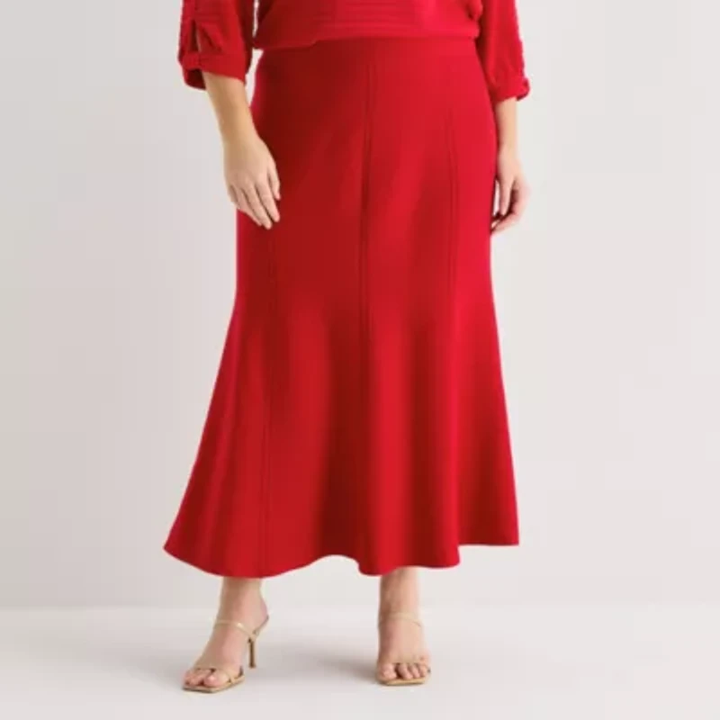 Liz Claiborne Womens Plus Long Flared Skirt