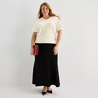 Liz Claiborne Womens Plus Long Flared Skirt