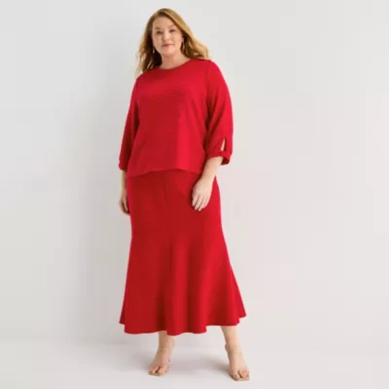 Liz Claiborne Womens Plus Long Flared Skirt