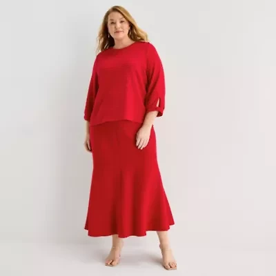 Liz Claiborne Womens Plus Long Flared Skirt