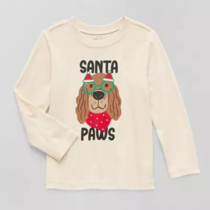 Okie Dokie Toddler & Little Boys Crew Neck Long Sleeve Regular Fit Graphic T-Shirt