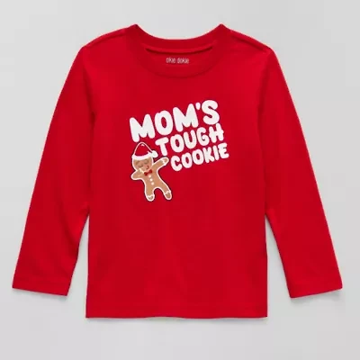 Okie Dokie Toddler & Little Boys Crew Neck Long Sleeve Regular Fit Graphic T-Shirt