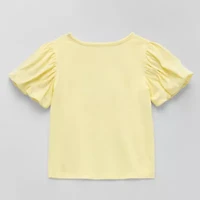 Okie Dokie Girls Crew Neck Puff Sleeve Graphic T-Shirt