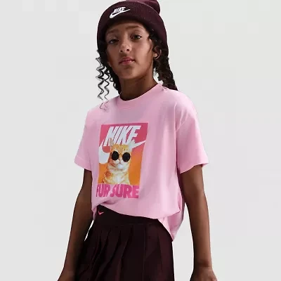 Nike Big Kid Girls Crew Neck Short Sleeve Regular Fit Graphic T-Shirt