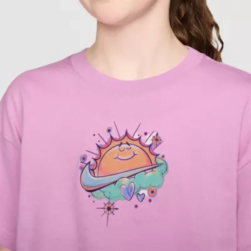 Nike Big Kid Girls Crew Neck Short Sleeve Regular Fit Graphic T-Shirt