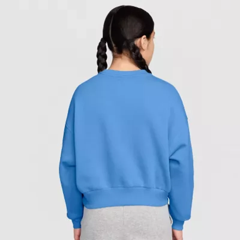 Nike Club Big Kid Girls Crew Neck Fleece Long Sleeve Sweatshirt