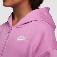 Nike Club Big Kid Girls Long Sleeve Fleece Zipper Active Hoodie