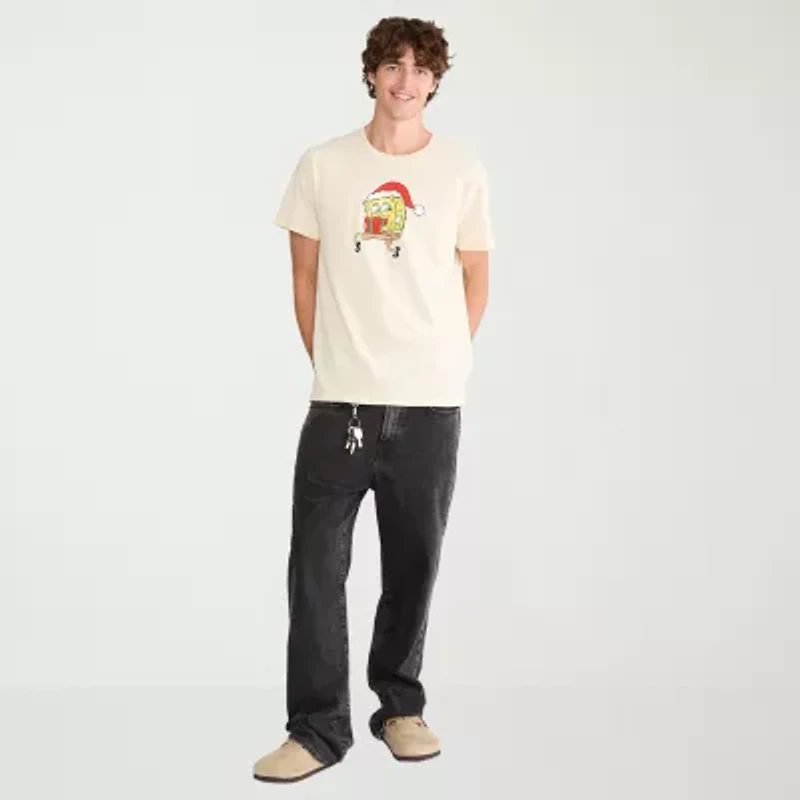 AEROPOSTALE Mens Crew Neck Short Sleeve Regular Fit Spongebob Graphic T-Shirt