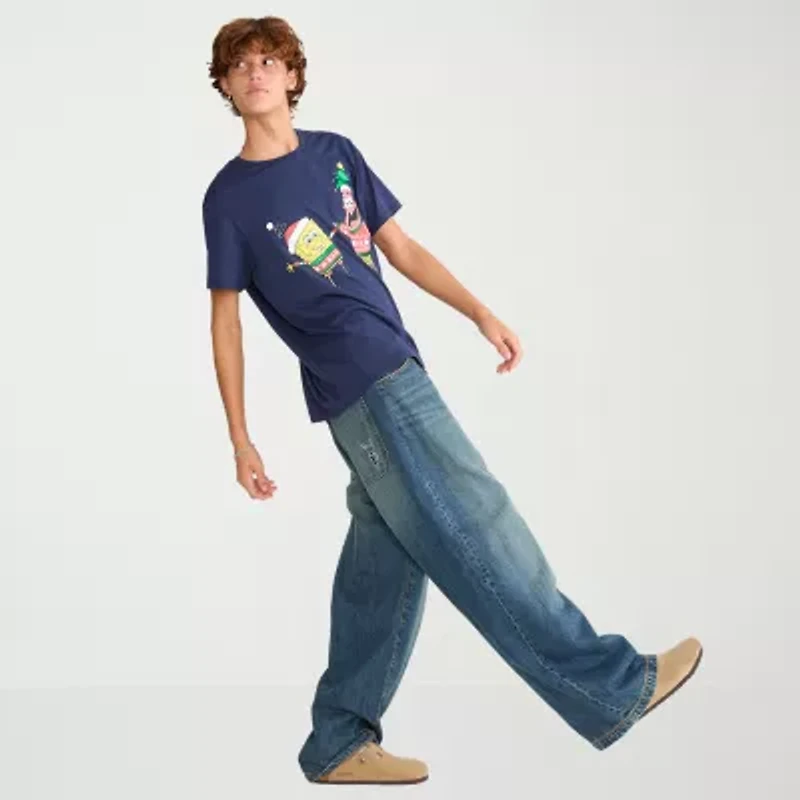 AEROPOSTALE Mens Crew Neck Short Sleeve Spongebob Graphic T-Shirt