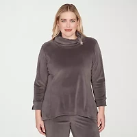 Alfred Dunner Calm Luxe Womens Cowl Neck 3/4 Sleeve T-Shirt