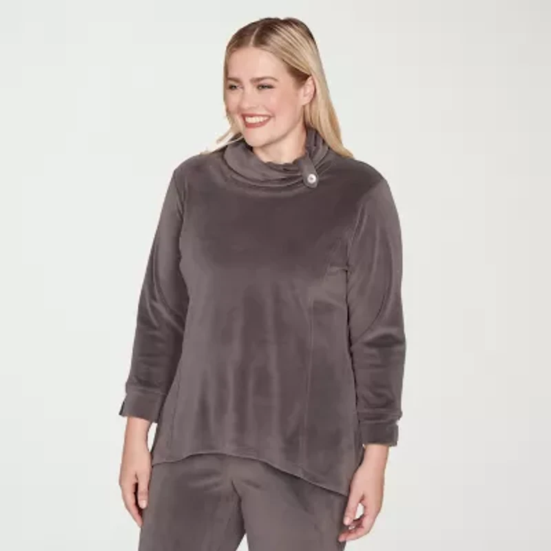 Alfred Dunner Calm Luxe Womens Cowl Neck 3/4 Sleeve T-Shirt