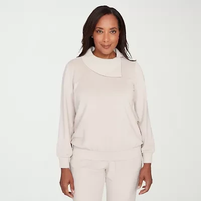 Alfred Dunner Calm Luxe Womens Cowl Neck Long Sleeve T-Shirt