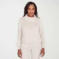 Alfred Dunner Calm Luxe Womens Cowl Neck Long Sleeve T-Shirt