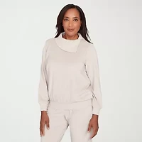Alfred Dunner Calm Luxe Womens Cowl Neck Long Sleeve T-Shirt