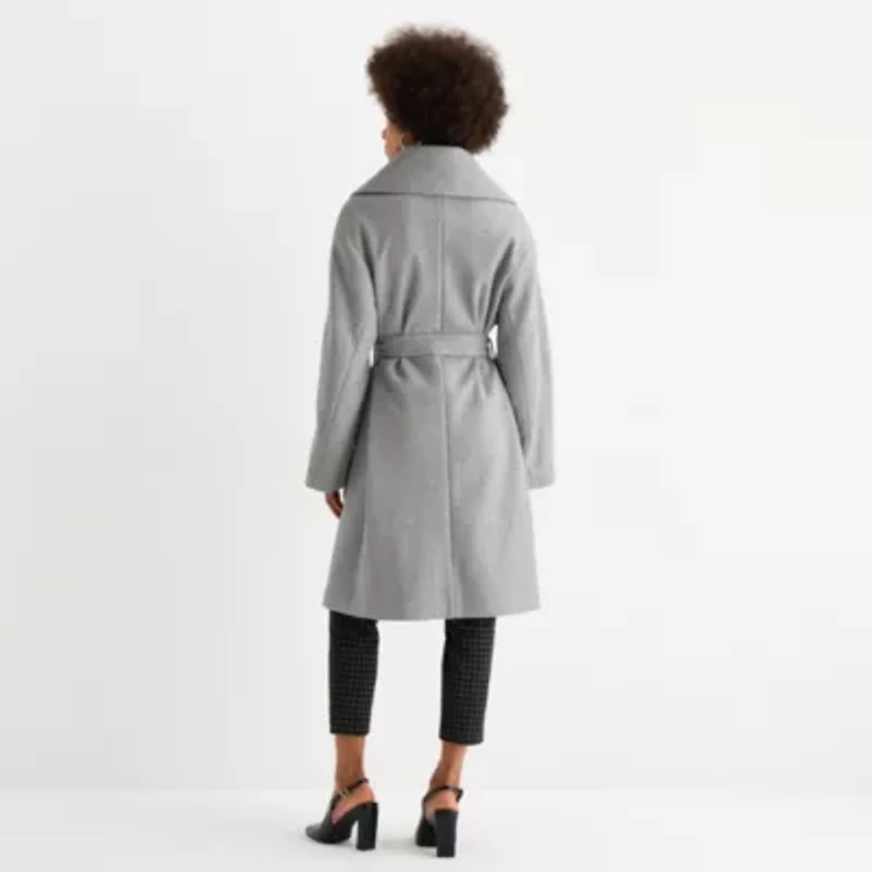 Worthington Womens Plus Belted Heavyweight Coat