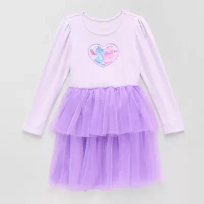 Disney Collection Little & Big Kid Girls Long Sleeve Stitch Tutu Dress
