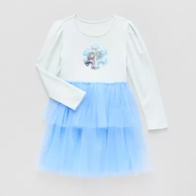 Disney Collection Little & Big Kid Girls Long Sleeve Elsa Tutu Dress