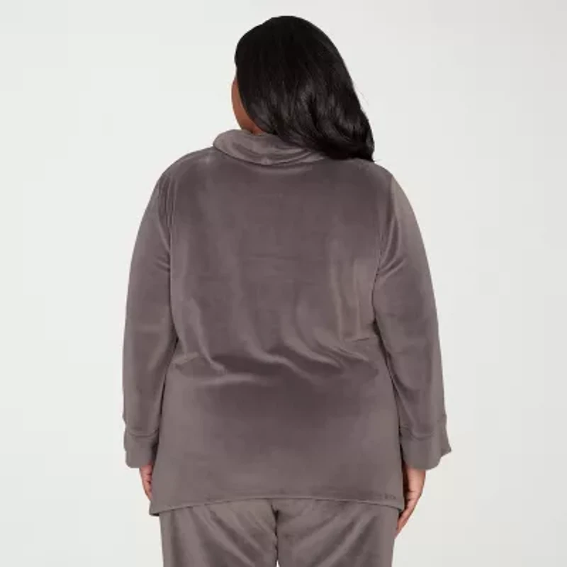 Alfred Dunner Calm Luxe Womens Plus Cowl Neck 3/4 Sleeve T-Shirt