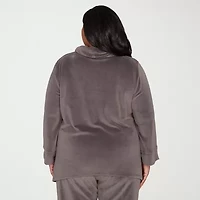 Alfred Dunner Calm Luxe Womens Plus Cowl Neck 3/4 Sleeve T-Shirt