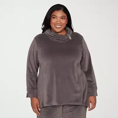 Alfred Dunner Calm Luxe Womens Plus Cowl Neck 3/4 Sleeve T-Shirt