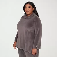 Alfred Dunner Calm Luxe Womens Plus Cowl Neck 3/4 Sleeve T-Shirt