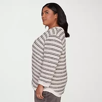 Alfred Dunner Calm Luxe Womens Plus Crew Neck 3/4 Sleeve T-Shirt