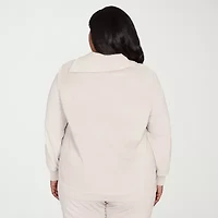 Alfred Dunner Calm Luxe Womens Plus Cowl Neck Long Sleeve Sweatshirt