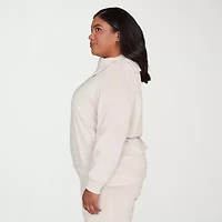 Alfred Dunner Calm Luxe Womens Plus Cowl Neck Long Sleeve Sweatshirt