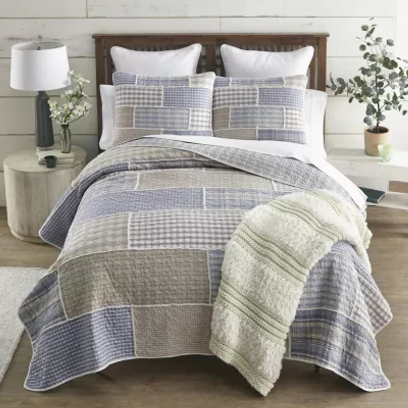 Donna Sharp Slate Cobblestone Queen Pieced Cotton 3-pc. Quilt Set