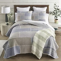 Donna Sharp Slate Cobblestone Queen Pieced Cotton 3-pc. Quilt Set