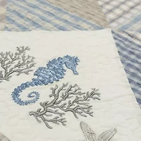 Donna Sharp Coastal Star Queen Embroidered Pieced Cotton 3-pc. Quilt Set