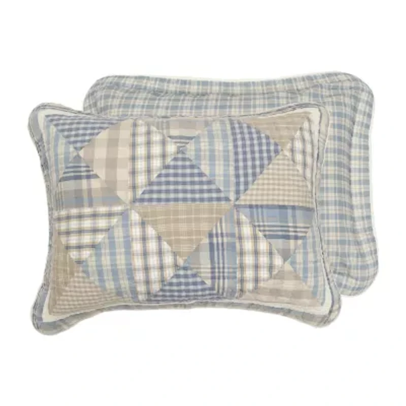 Donna Sharp Coastal Star Queen Embroidered Pieced Cotton 3-pc. Quilt Set