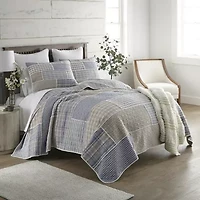 Donna Sharp Slate Cobblestone King Pieced Cotton 3-pc. Quilt Set
