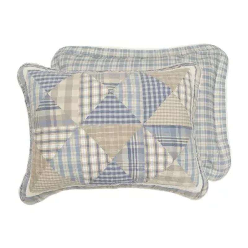 Donna Sharp Coastal Star King Embroidered Pieced Cotton 3-pc. Quilt Set