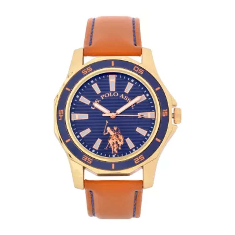 U.S. Polo Assn. Blue Dial Unisex Adult Digital Brown Strap Watch Usc50490jc