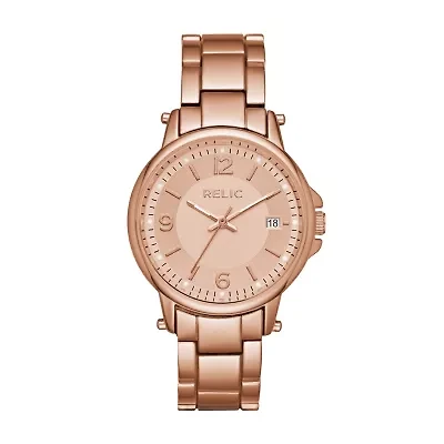 Relic By Fossil Womens Multi-Function Rose Goldtone Leather Bracelet Watch Zr34394